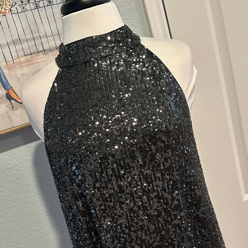 Cable & Gauge Sz XL Emerald Green Sequin Halter Dress